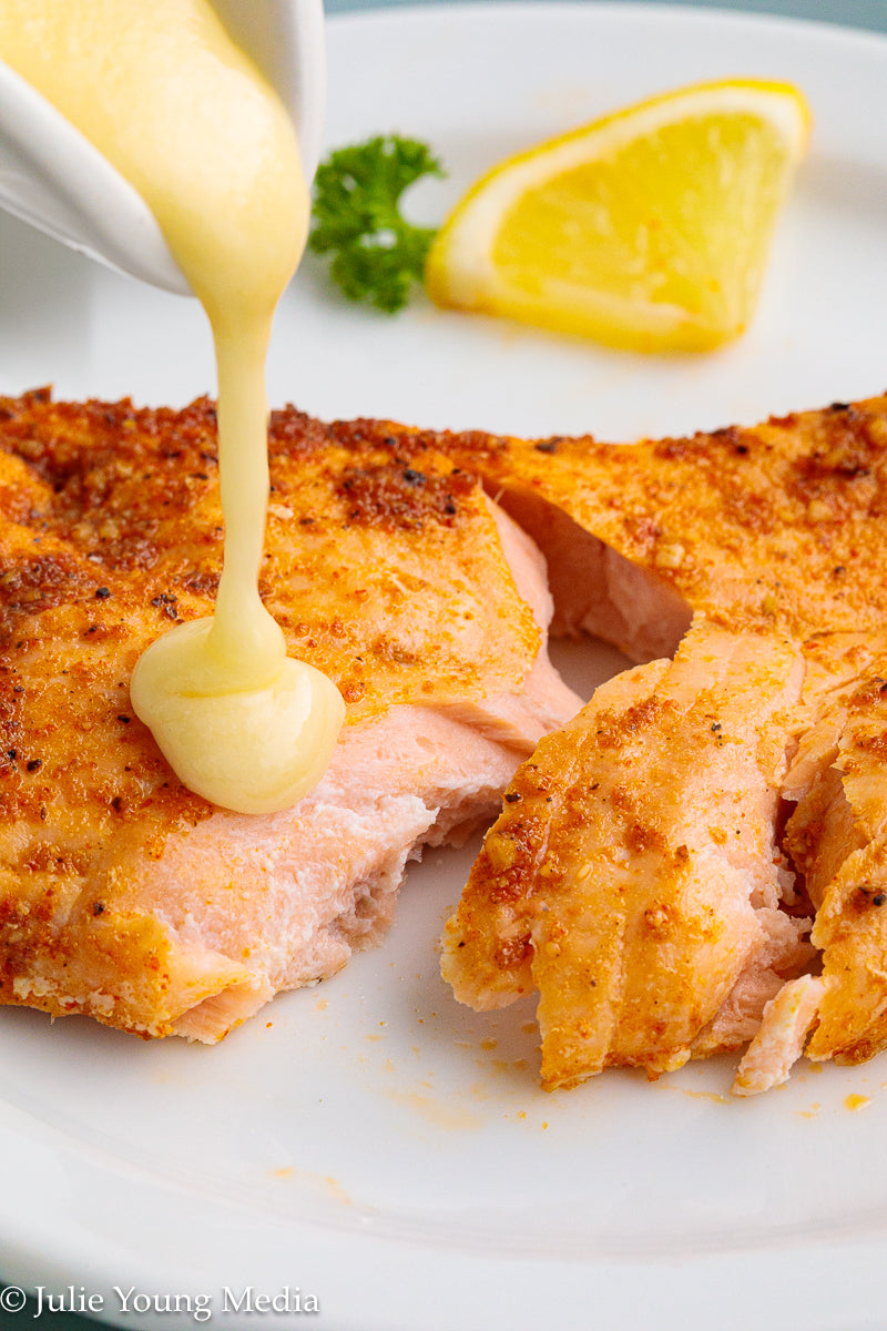 BUNDLE! Air Fryer Frozen Salmon + Lemon Butter Sauce (Beurre Blanc)