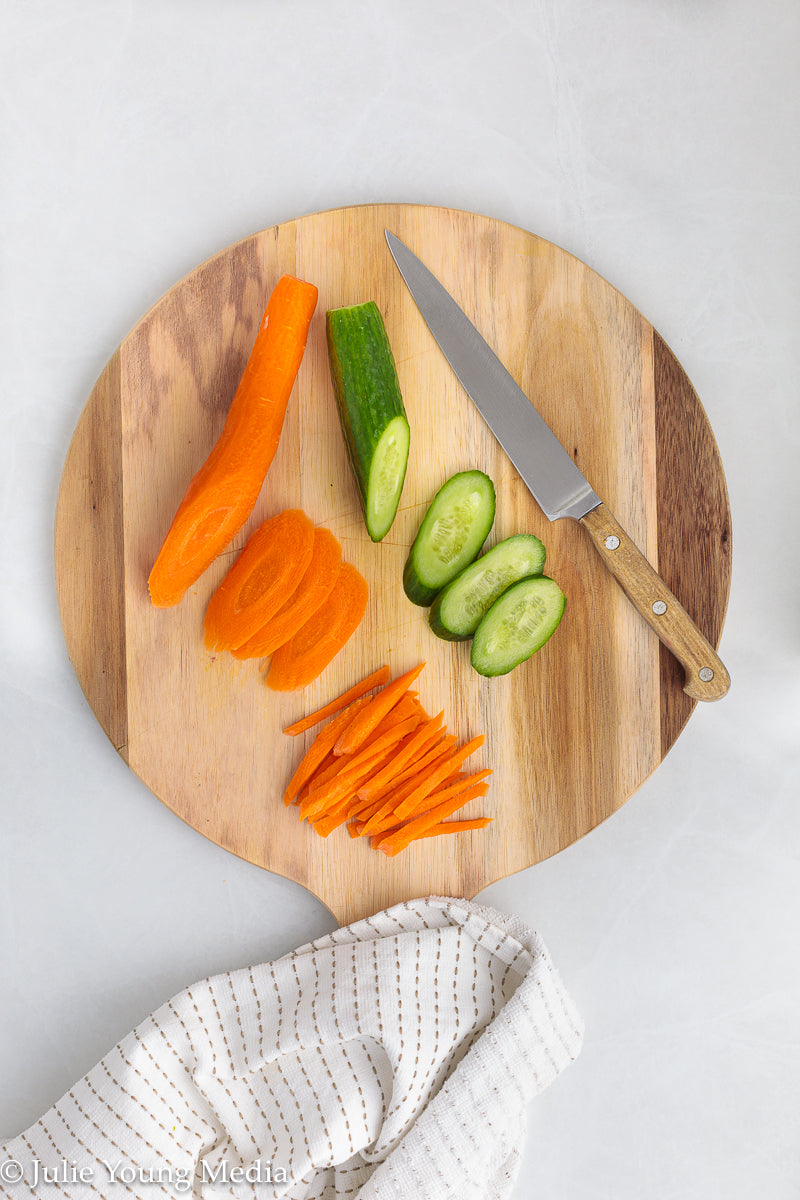 Carrot and Cucumber Salad with Spicy Asian Dressing