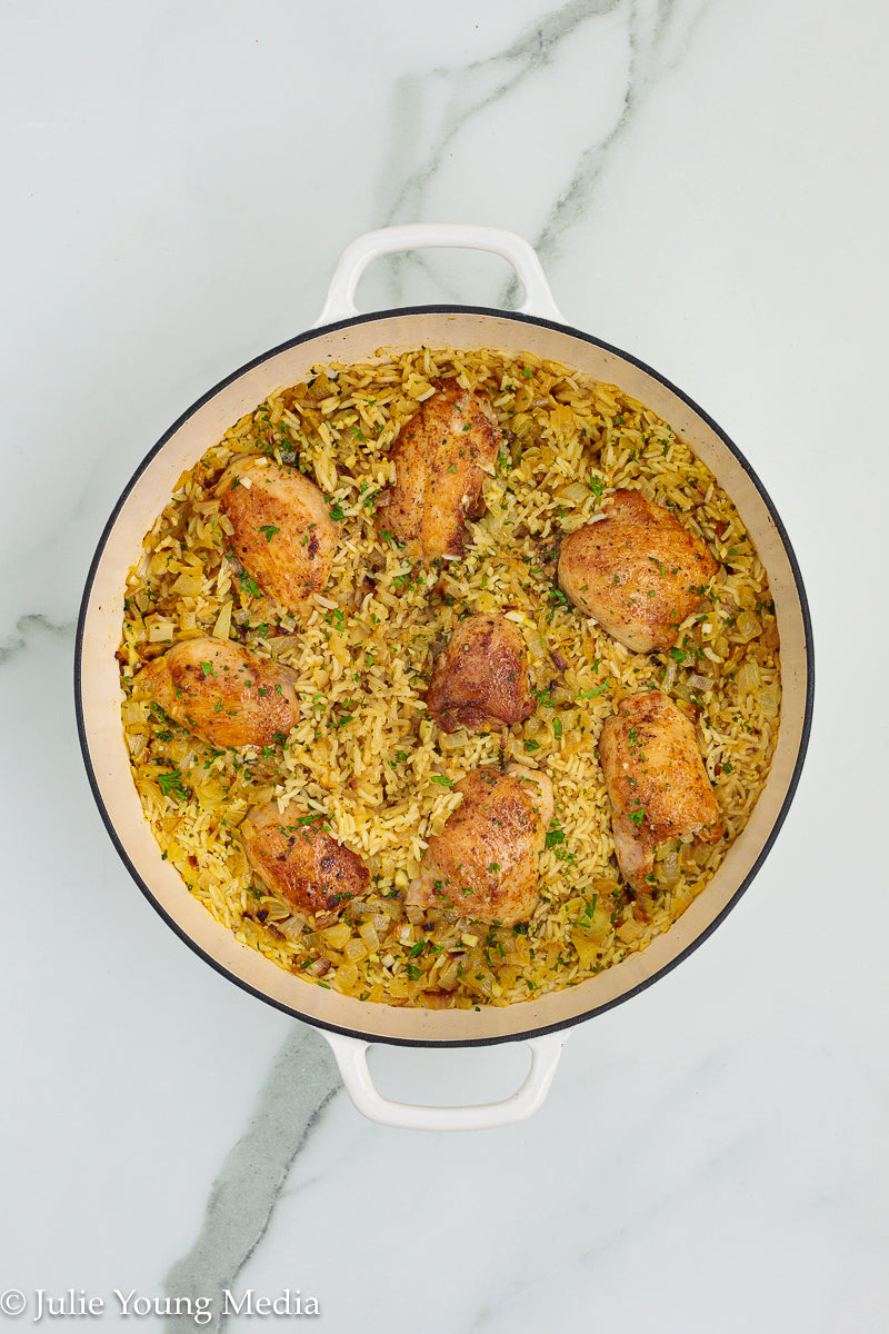 Garlic Butter Chicken Thighs and Rice