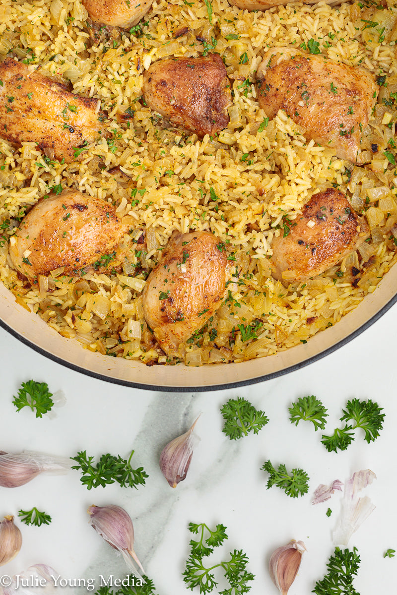 Garlic Butter Chicken Thighs and Rice