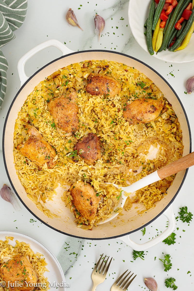 Garlic Butter Chicken Thighs and Rice