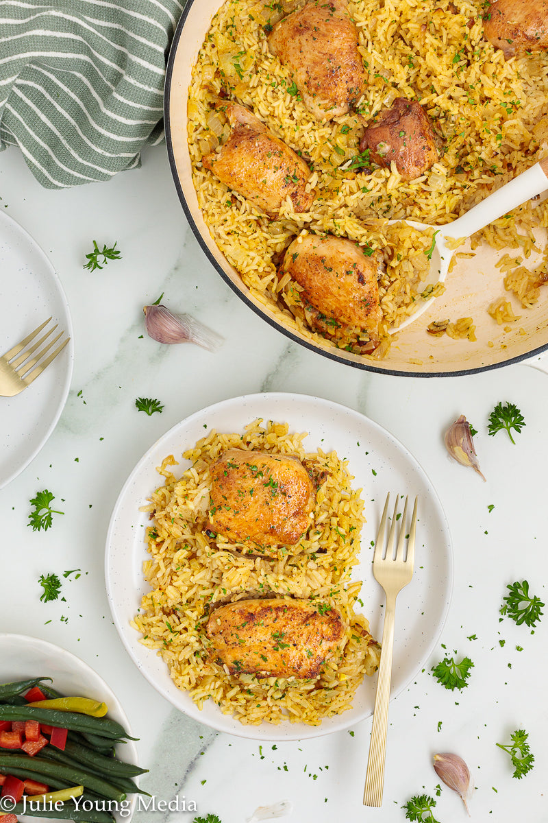 Garlic Butter Chicken Thighs and Rice