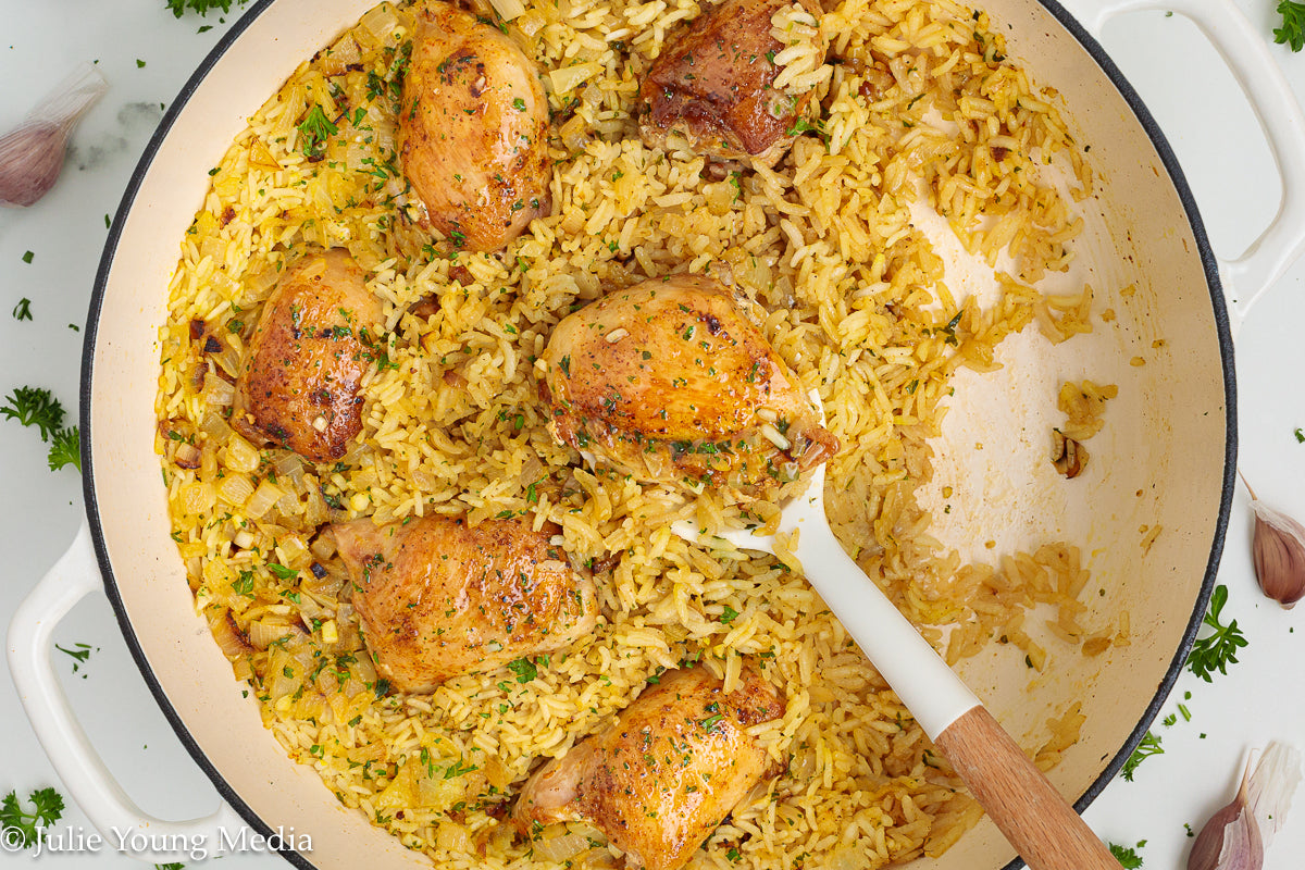 Garlic Butter Chicken Thighs and Rice