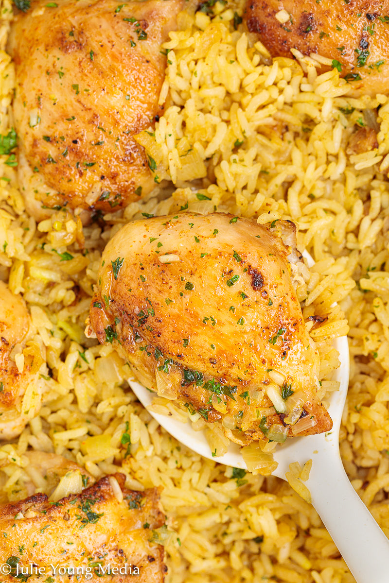 Garlic Butter Chicken Thighs and Rice