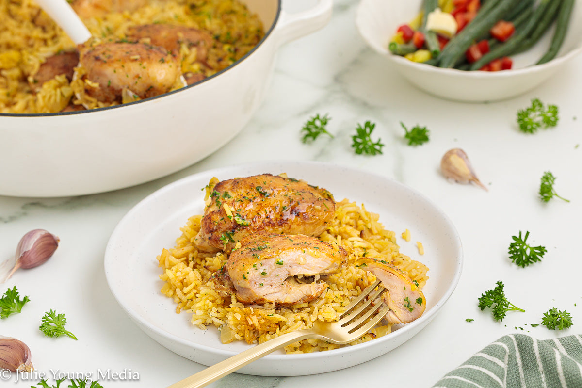 Garlic Butter Chicken Thighs and Rice