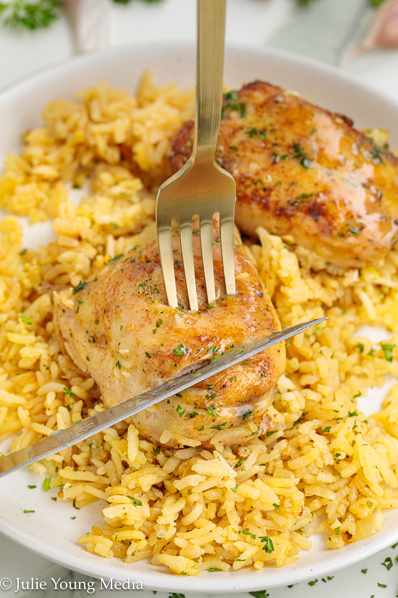 Garlic Butter Chicken Thighs and Rice