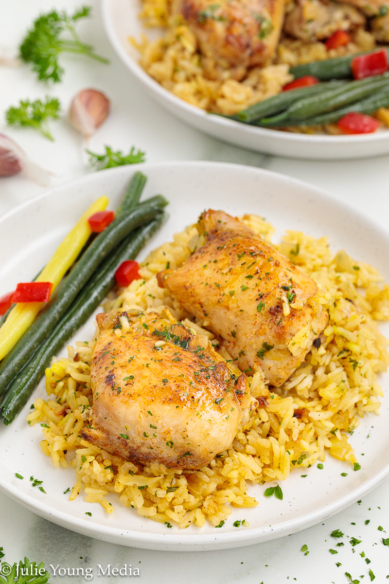 Garlic Butter Chicken Thighs and Rice