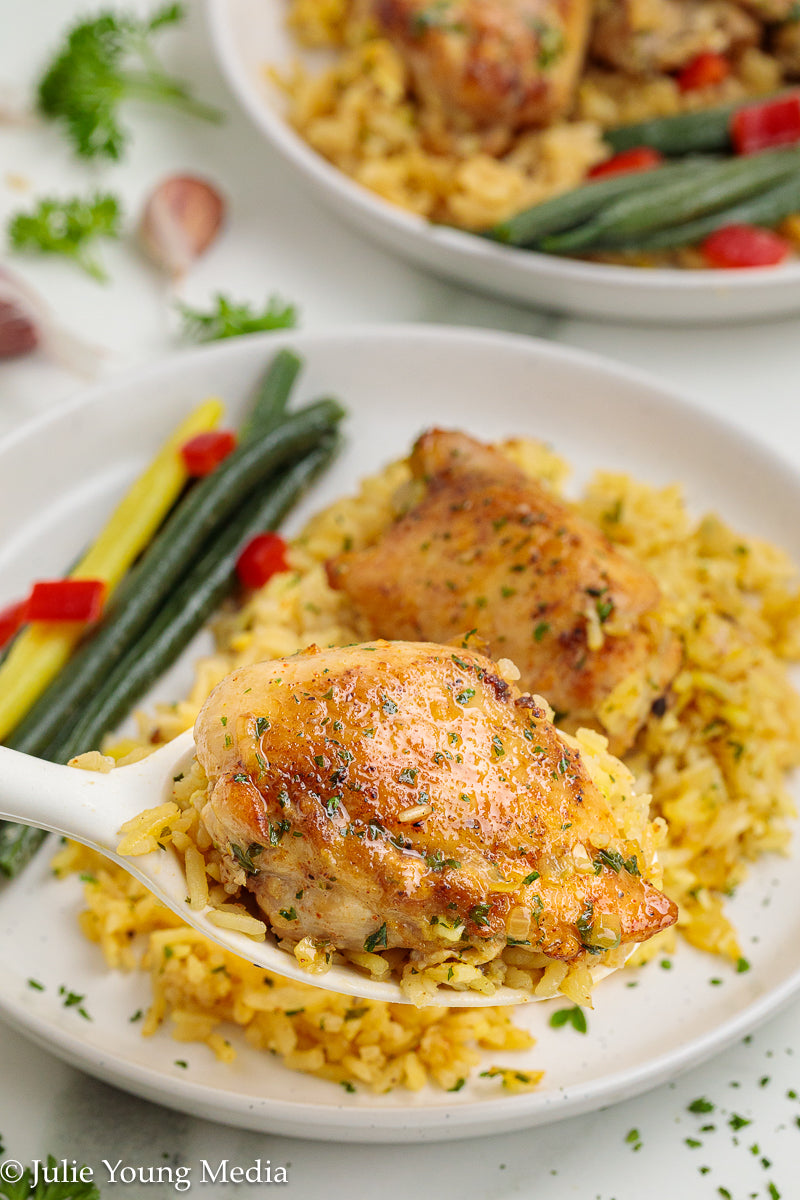 Garlic Butter Chicken Thighs and Rice