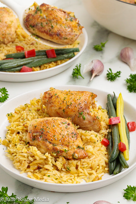 Garlic Butter Chicken Thighs and Rice