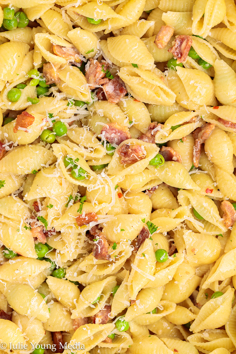 Pasta and Peas with Bacon