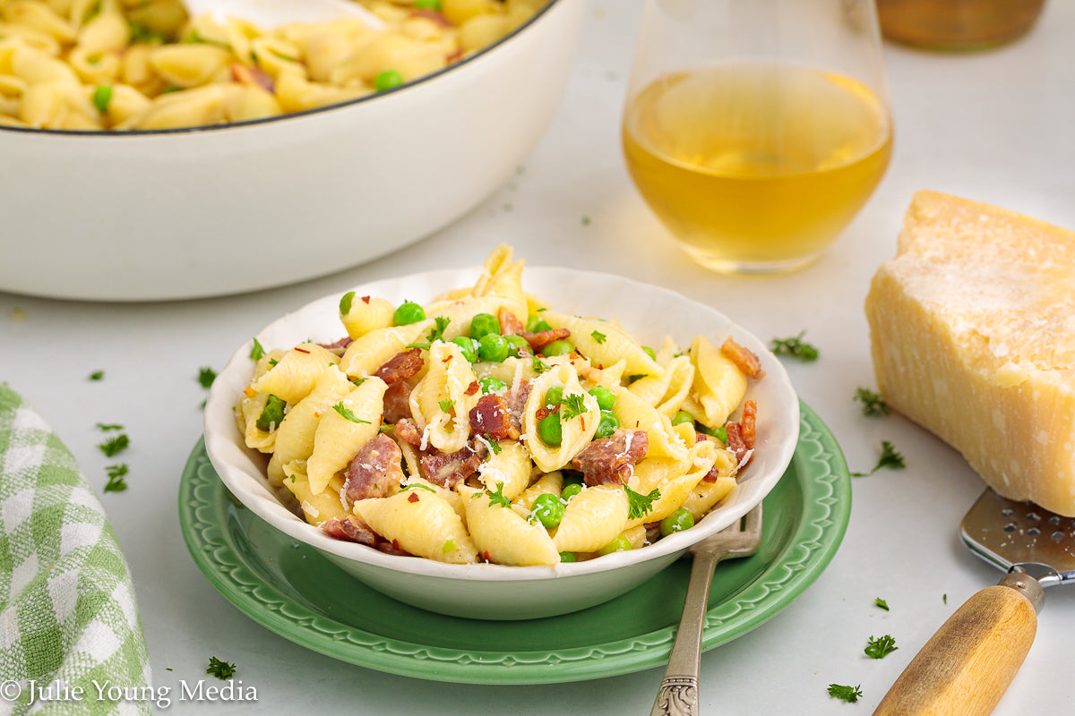 Pasta and Peas with Bacon