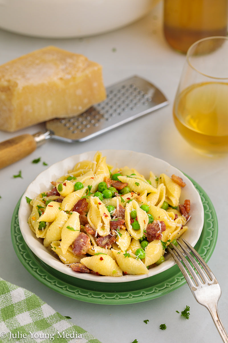 Pasta and Peas with Bacon