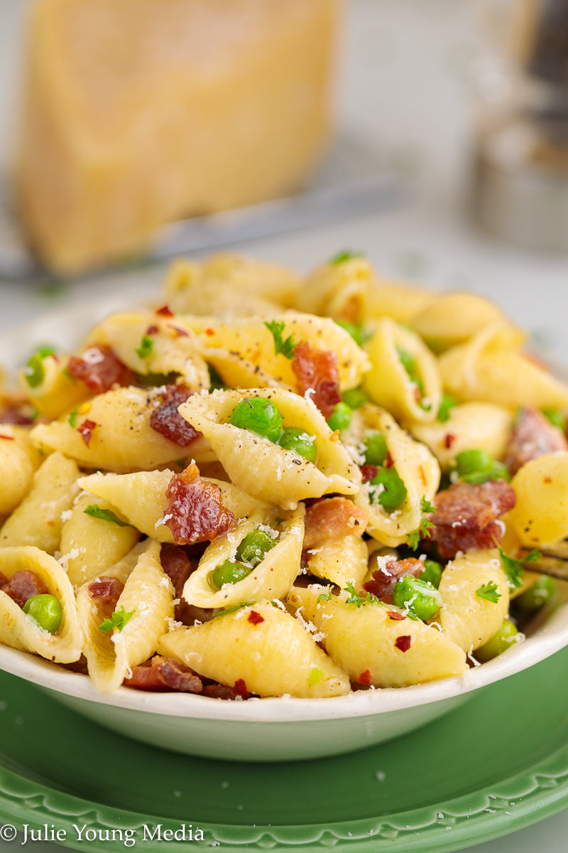 Pasta and Peas with Bacon