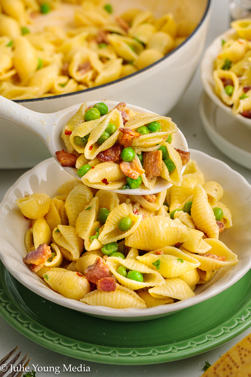 Pasta and Peas with Bacon