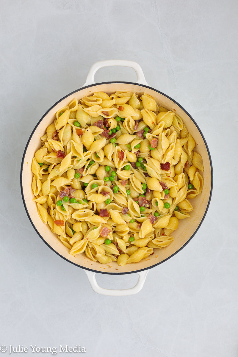 Pasta and Peas with Bacon