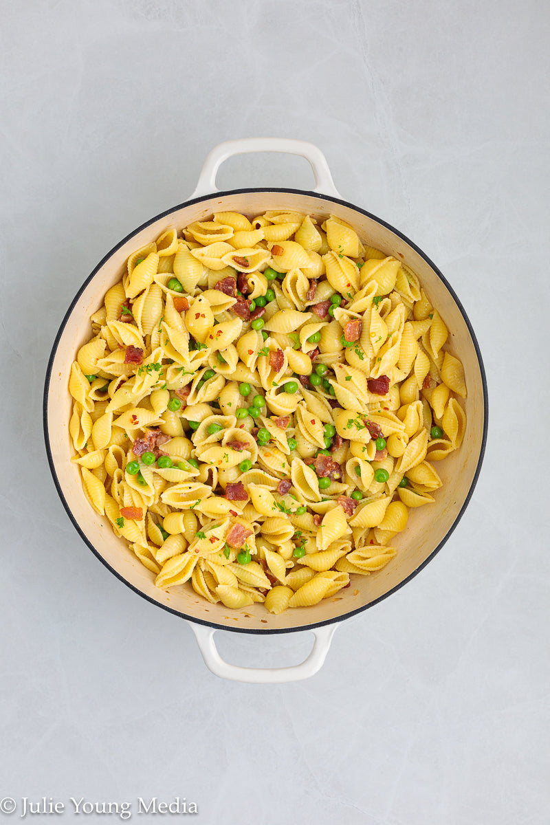 Pasta and Peas with Bacon