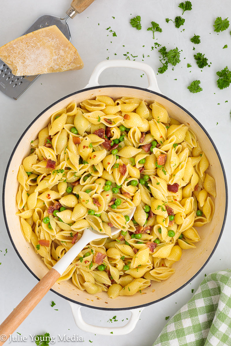 Pasta and Peas with Bacon