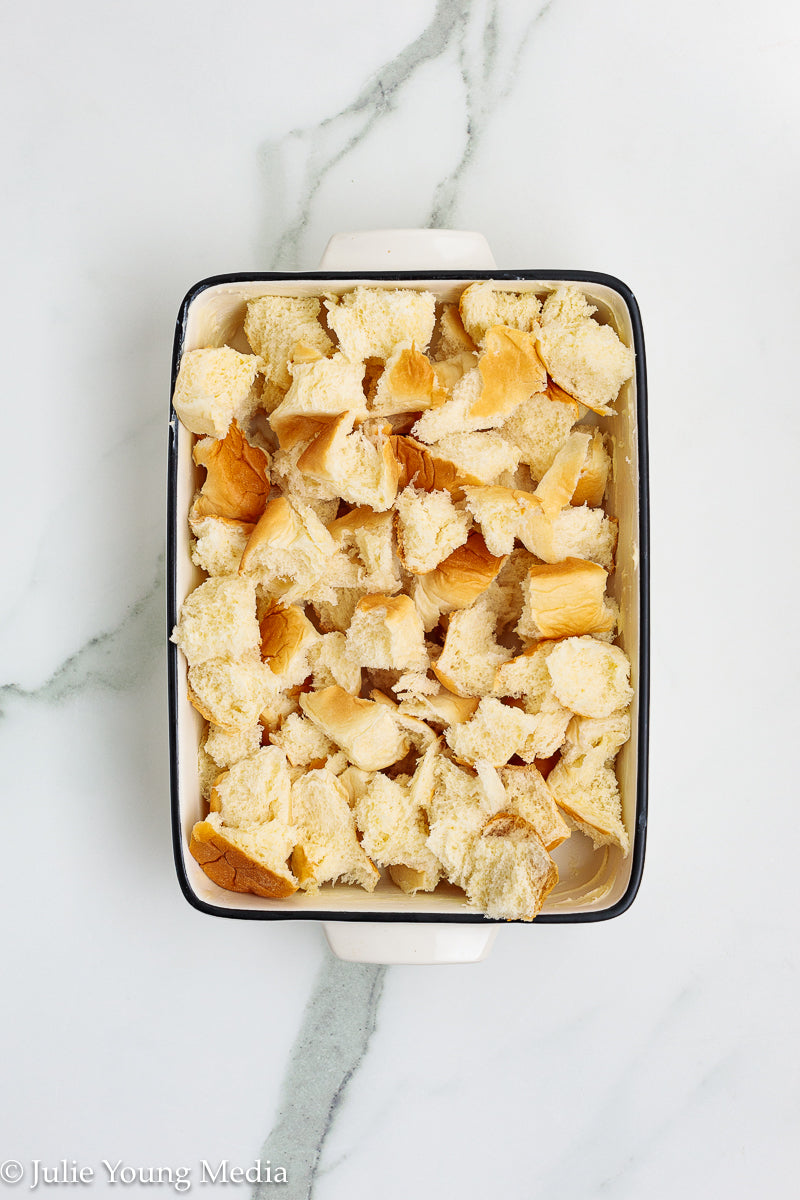 Pina Colada Bread Pudding + Coconut Rum Butter Sauce + Grilled Pineapple Spears